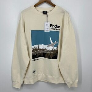 Star Wars Sweatshirt Men's L Ivory Endor Forest Moon Heroes & Villains New NWT